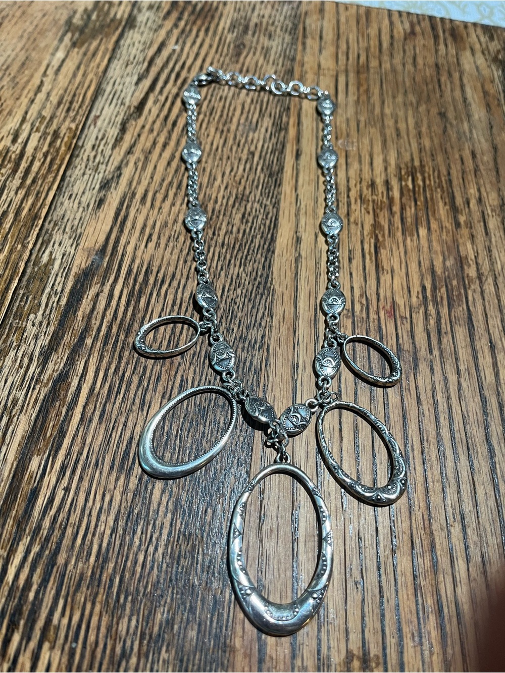 Brighton Silver-Tone Oval Drop Necklace